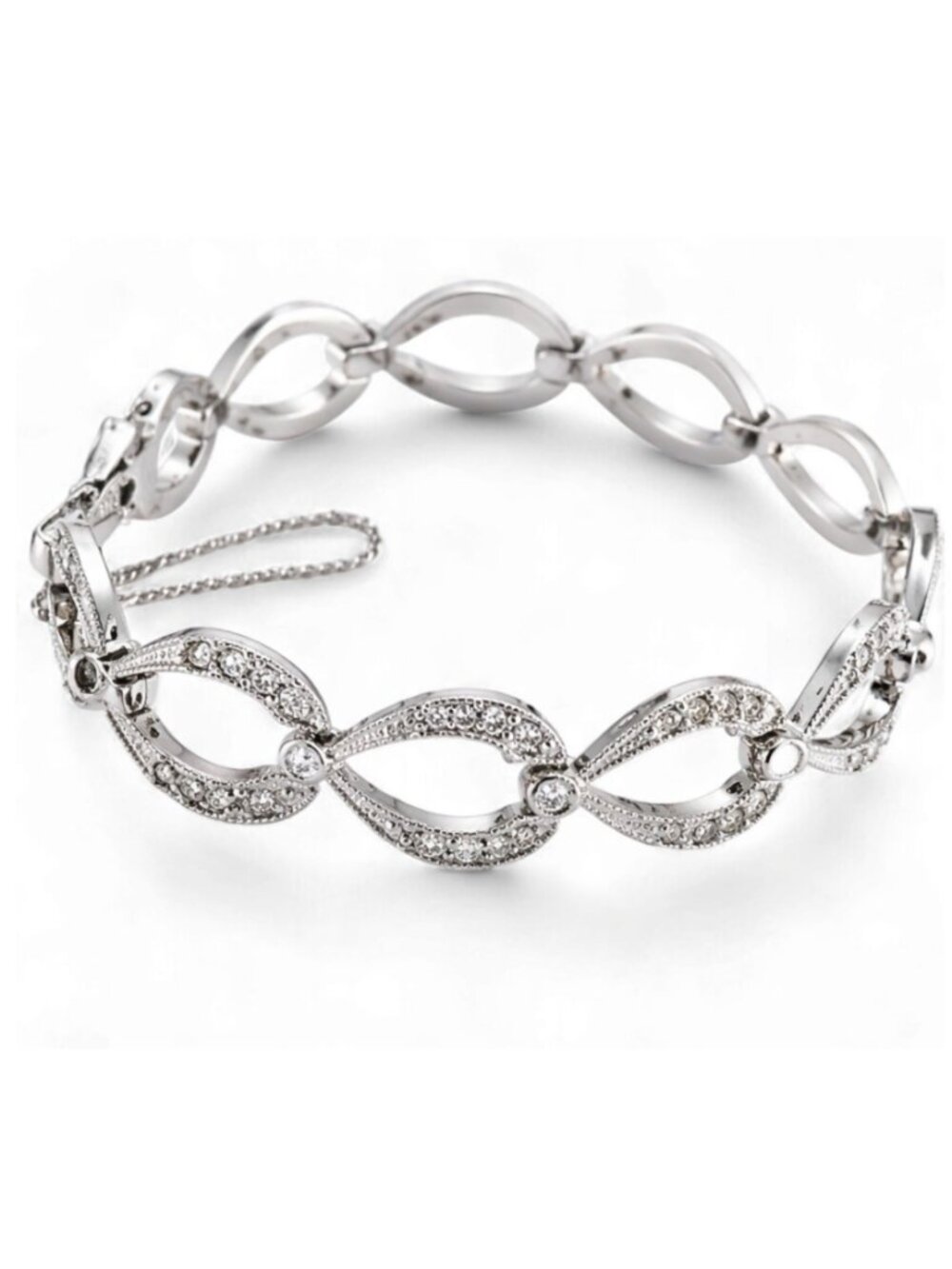 QVC CZ Infinity Bracelet Silver Tone Adjustable Chain Link Bracelet - Picture 7 of 7